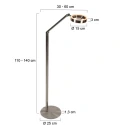 Steinhauer floor lamp RINGLUX 2 flames IP20, steel dimmable