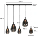 Steinhauer Pendel GLIMSY 5-flammer IP20, sort dæmpbar