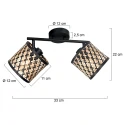 Mexlite Loftlampe SUMBA 2-flammer E14 IP20, sort dæmpbar