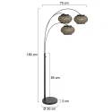 Steinhauer floor lamp SPARKLED LIGHT 3 flames E27 IP20, black dimmable