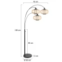 anne light & home floor lamp SPARKLED LIGHT 3 flames E27 IP20, black dimmable