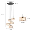 Mexlite Pendel BREEZA BEACH 5-flammer E27 IP20, sort dæmpbar