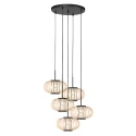 pendant luminaire SILVA 5 flames E27 IP20, black dimmable