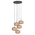anne light & home Pendel ROPEX 5-flammer E27 IP20, sort dæmpbar