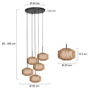 anne light & home Pendel ROPEX 5-flammer E27 IP20, sort dæmpbar