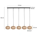anne light & home Pendel ROPEX 5-flammer E27 IP20, sort dæmpbar