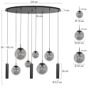 Steinhauer Pendel BOLLIQUE 9-flammer E27 + GU10 IP20, sort dæmpbar