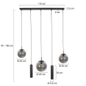 Steinhauer Pendel BOLLIQUE 5-flammer E27 + GU10 IP20, sort dæmpbar