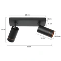 Mexlite ceiling luminaire DOWNLUME 3 flames GU10 IP20, black dimmable