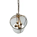 Steinhauer Steinhauer Pendant luminaire PIMPERNEL, 4 flames, glass, bronze