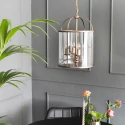 Steinhauer Steinhauer Pendant luminaire PIMPERNEL, 4 flames, glass, bronze