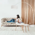 Standerlampe SPARKLED LIGHT cylindrisk, med afbryder, med skærm, med stik, justerbar E27 IP20, sort mat dæmpbar