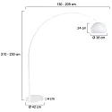 Steinhauer floor lamp SPARKLED LIGHT half round, with switch, with shade, with plug, adjustable E27 IP20, white matt 