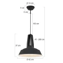 Mexlite Mexlite Pendel EDEN, 1-flamme, 42cm, sort
