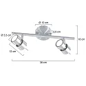 Steinhauer Spotlight bar NATASJA 2-flammer, Dim-To-Warm, justerbar GU10 IP20, stål børstet dæmpbar
