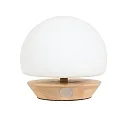 Steinhauer Bordlampe ANCILLA rund, kort, med touch-dæmper G9 IP20, bøg, naturlig farve dæmpbar