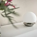 Steinhauer Bordlampe ANCILLA rund, kort, med touch-dæmper G9 IP20, stål børstet dæmpbar