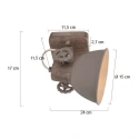 Mexlite ceiling luminaire GEARWOOD 1 flame E27 IP20, taupe dimmable