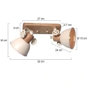 Mexlite Loftlampe GEARWOOD 2-flammer E27 IP20, creme dæmpbar