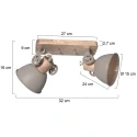 Mexlite Loftlampe GEARWOOD 2-flammer E27 IP20, taupe dæmpbar