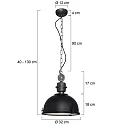 Steinhauer pendant luminaire BIKKEL - Ø 32CM 1 flame, small E27 IP20, black matt dimmable