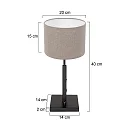 Steinhauer table lamp STANG up, short, with switch, with shade, with plug E27 IP20, black matt dimmable