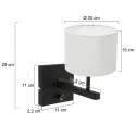 wall luminaire STANG up, cylindrical, with shade E27 IP20, black matt dimmable
