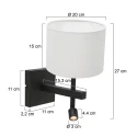 wall luminaire STANG with shade, with LED spot E27 IP20, black matt 