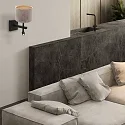 Steinhauer wall luminaire STANG with shade, with LED spot E27 IP20, black matt 