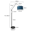 Steinhauer floor lamp PRESTIGE CHIC cylindrical, with switch, with shade, with jointed arm, with plug E27 IP20, black matt dimmable