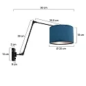 Steinhauer wall luminaire PRESTIGE CHIC cylindrical, with switch, with shade, with jointed arm, with plug E27 IP20, black matt dimmable