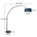 Steinhauer floor lamp SPARKLED LIGHT cylindrical, with switch, with shade, with plug, adjustable E27 IP20, black matt 