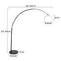 Steinhauer Standerlampe SPARKLED LIGHT halvrund, med afbryder, med skærm, med stik, justerbar E27 IP20, sort mat 