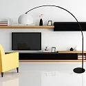 Steinhauer Standerlampe SPARKLED LIGHT halvrund, med afbryder, med skærm, med stik, justerbar E27 IP20, sort mat 