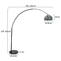 Steinhauer Standerlampe SPARKLED LIGHT halvrund, med afbryder, med skærm, med stik, justerbar E27 IP20, sort mat 