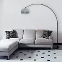 Steinhauer Standerlampe SPARKLED LIGHT halvrund, med afbryder, med skærm, med stik, justerbar E27 IP20, sort mat 