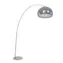 Steinhauer Standerlampe SPARKLED LIGHT halvrund, med afbryder, med skærm, med stik, justerbar E27 IP20, stål børstet 
