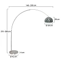 Steinhauer Standerlampe SPARKLED LIGHT halvrund, med afbryder, med skærm, med stik, justerbar E27 IP20, stål børstet 