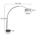 Steinhauer Standerlampe SPARKLED LIGHT cylindrisk, med afbryder, med skærm, med stik, justerbar E27 IP20, sort mat dæmpbar
