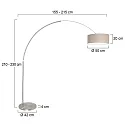 Steinhauer Standerlampe SPARKLED LIGHT cylindrisk, med afbryder, med skærm, med stik, justerbar E27 IP20, stål børstet dæmpbar