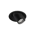 Loftlampe BLIEK ROUND 1.0 - LED kardanisk drejning, halvt forsænket, med klemfjedre IP20, mat, kulsort dæmpbar