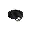 LED Recessed spot BLIEK ROUND 1.0, 350/500mA, 7/10W, 3000K, CRi >90, rotatable, swivelling, black