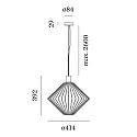 Wever & Ducré Pendel WIRO 1.1 DIAMOND CEILING SUSP E27 IP20, kobber 