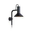 Væglampe ROOMOR WALL 3.1 - PAR16 / SHADE 1.0 kort, med afbryder, med leddelt arm, med stik GU10 IP20, mat, kulsort 