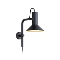 Wall luminaire ROOMOR 3.0 PAR16, 58cm, GU10, with cord switch, deep black, with shade 1.0