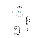 Socket 800 for  LED Floor lamp SWAM FLOOR, curved, straight, 80cm, with ground spike