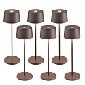 Batteri bordlampe OLIVIA TAVOLO PRO sæt med 6 IP65, rust, lakeret dæmpbar