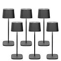 Batteri bordlampe OFELIA TAVOLO PRO sæt med 6 IP65, mørkegrå, lakeret dæmpbar