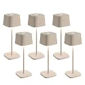 Batteri bordlampe OFELIA TAVOLO PRO sæt med 6 IP65, sandy, lakeret dæmpbar